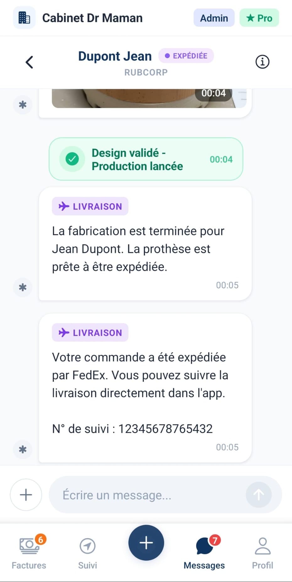 Conversation d’une commande avec statuts automatiques et suivi FedEx